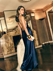 Reformation Jeany Silk Dress - Navy