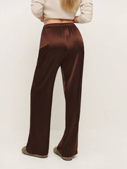 Reformation Olina Silk Pant - Mahogany