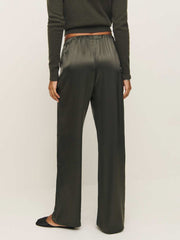 Reformation Olina Silk Pant - Pine Tree