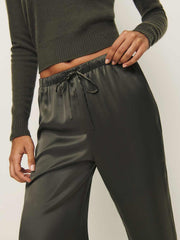 Reformation Olina Silk Pant - Pine Tree