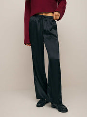 Reformation Petites Olina Silk Pant - Black