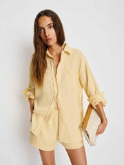 Reformation Mila Linen Short - Parmesan