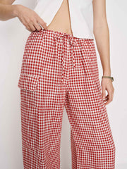 Reformation Ethan Linen Pant - Tomato Check