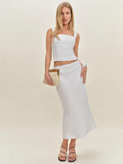 Reformation Layla Linen Skirt - White