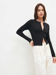 Reformation Joanne Cotton Cardigan - Black