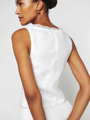 Reformation Rosalie Linen Top - White
