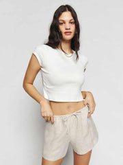 Reformation Zoey Linen Short - Oatmeal