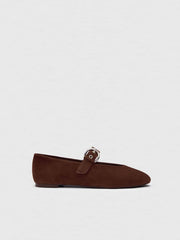 Reformation Bethany Ballet Flat - Espresso Suede