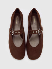 Reformation Bethany Ballet Flat - Espresso Suede