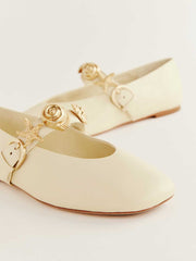Reformation Bethany Ballet Flat - Cream Puff Shells