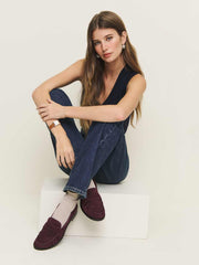 Reformation Ani Ruched Loafer - Ruby Suede