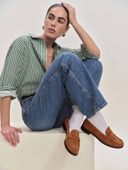 Reformation Ani Ruched Loafer - Rum Suede