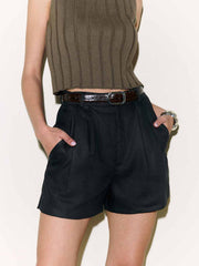 Reformation Mason Linen Short - Black