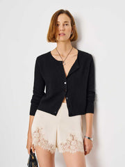 Reformation Clara Cashmere Crew Cardigan - Black