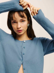 Reformation Clara Cashmere Crew Cardigan - Bluebell