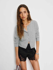 Reformation Clara Cashmere Crew Cardigan - Granite