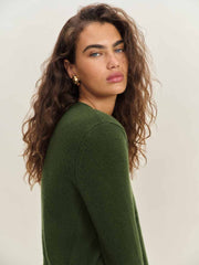 Reformation Clara Cashmere Crew Cardigan - Grass