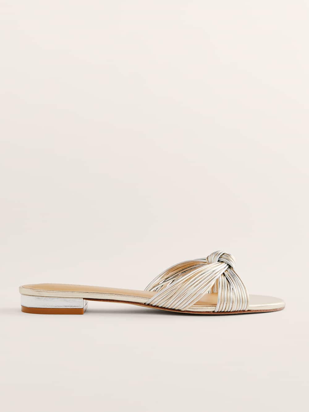Reformation Peridot Mignon Knot Flat Sandal - Gold Silver
