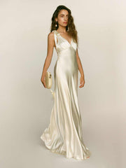 Reformation Pernille Silk Dress - Ivory Bridal Silk