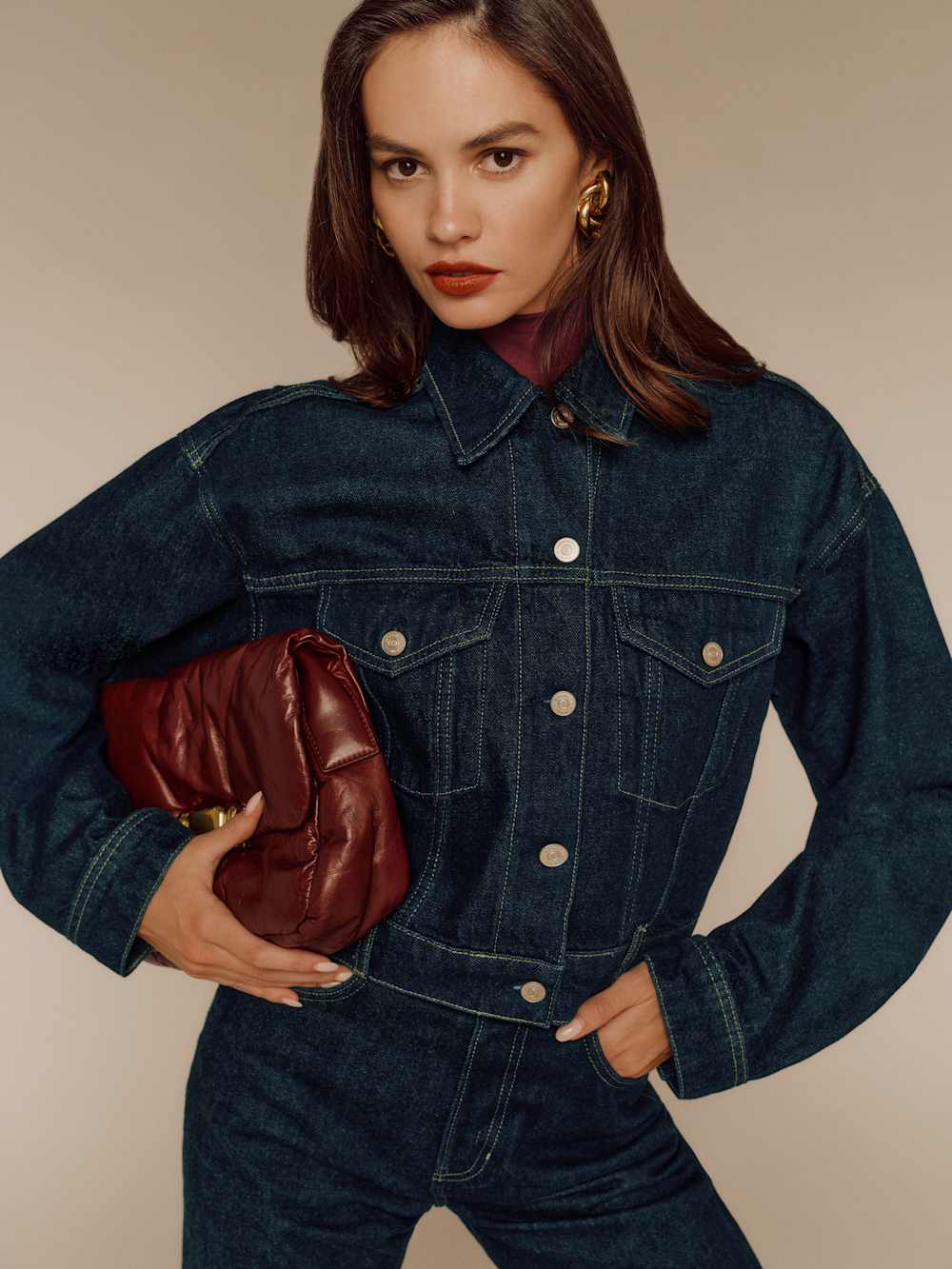 Reformation Jori Cropped Denim Jacket - Ondine