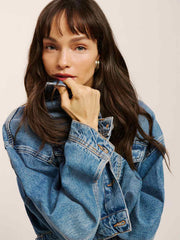 Reformation Jori Cropped Denim Jacket - Lugano