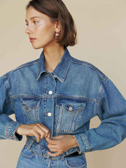 Reformation Jori Cropped Denim Jacket - Lugano