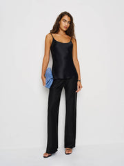 Reformation Gale Satin Mid Rise Bias Pant - Black