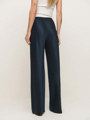 Reformation Gale Satin Mid Rise Bias Pant - Midnight