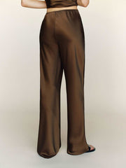 Reformation Gale Satin Mid Rise Bias Pant - Pinecone