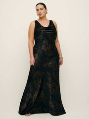 Reformation Annabelle Silk Dress Es - Night Garden