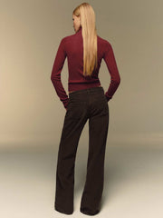 Reformation Cary Low Rise Slouchy Wide Leg Jeans - Mole Corduroy