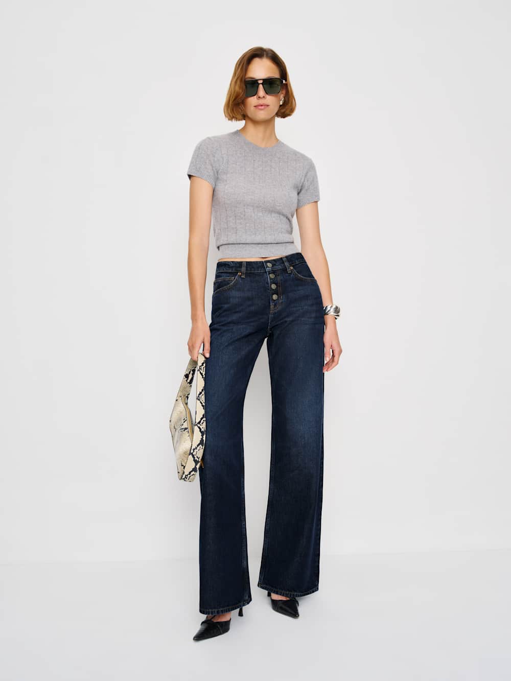 Reformation Cary Low Rise Slouchy Wide Leg Jeans - Ahurani Exposed Shanks