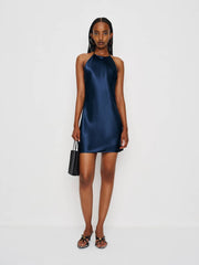 Reformation Jennis Silk Dress - Navy