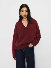Reformation Jadey Cashmere Oversized V-neck Sweater - Chianti