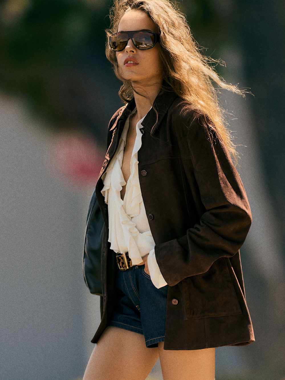 Reformation Veda Lincoln Suede Shirt Jacket - Mole Suede