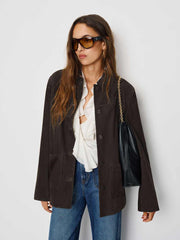 Reformation Veda Lincoln Suede Shirt Jacket - Mole Suede