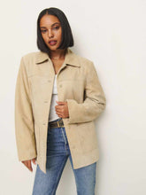 Reformation Veda Lincoln Suede Shirt Jacket - Oat Distressed