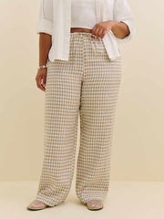 Reformation Olina Linen Pant Es - Dunes Check