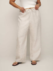 Reformation Olina Linen Pant Es - Oatmeal