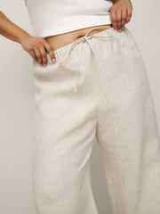 Reformation Olina Linen Pant Es - Oatmeal