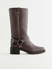 Reformation Francesca Moto Boot - Distressed Brown