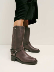 Reformation Francesca Moto Boot - Distressed Brown