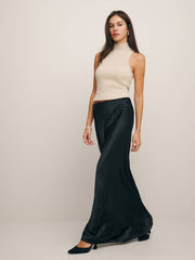 Reformation Bella Silk Skirt - Black