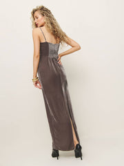 Reformation Frankie Velvet Dress - Magnetic