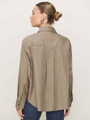 Reformation Andy Oversized Shirt - Taupe Stripe