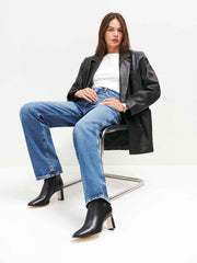 Reformation Gillian Ankle Boot - Black Leather