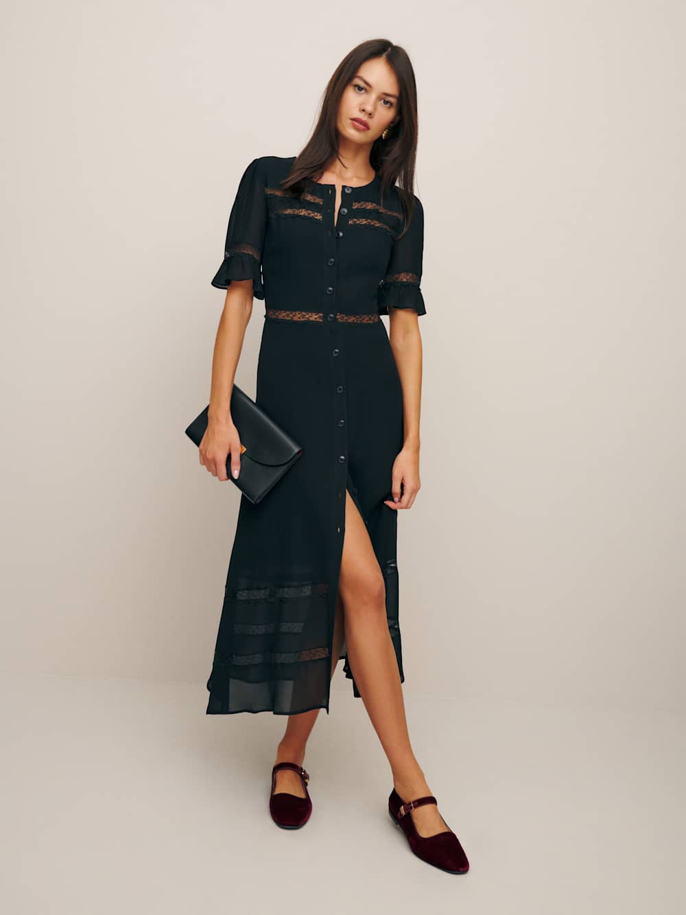 Reformation Petites Woodson Dress - Black