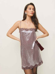 Reformation Nadene Dress - Stone Sequin