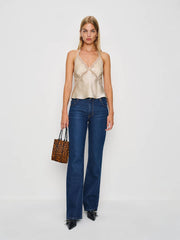 Reformation Monica Silk Top - Almond