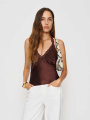 Reformation Monica Silk Top - Mahogany